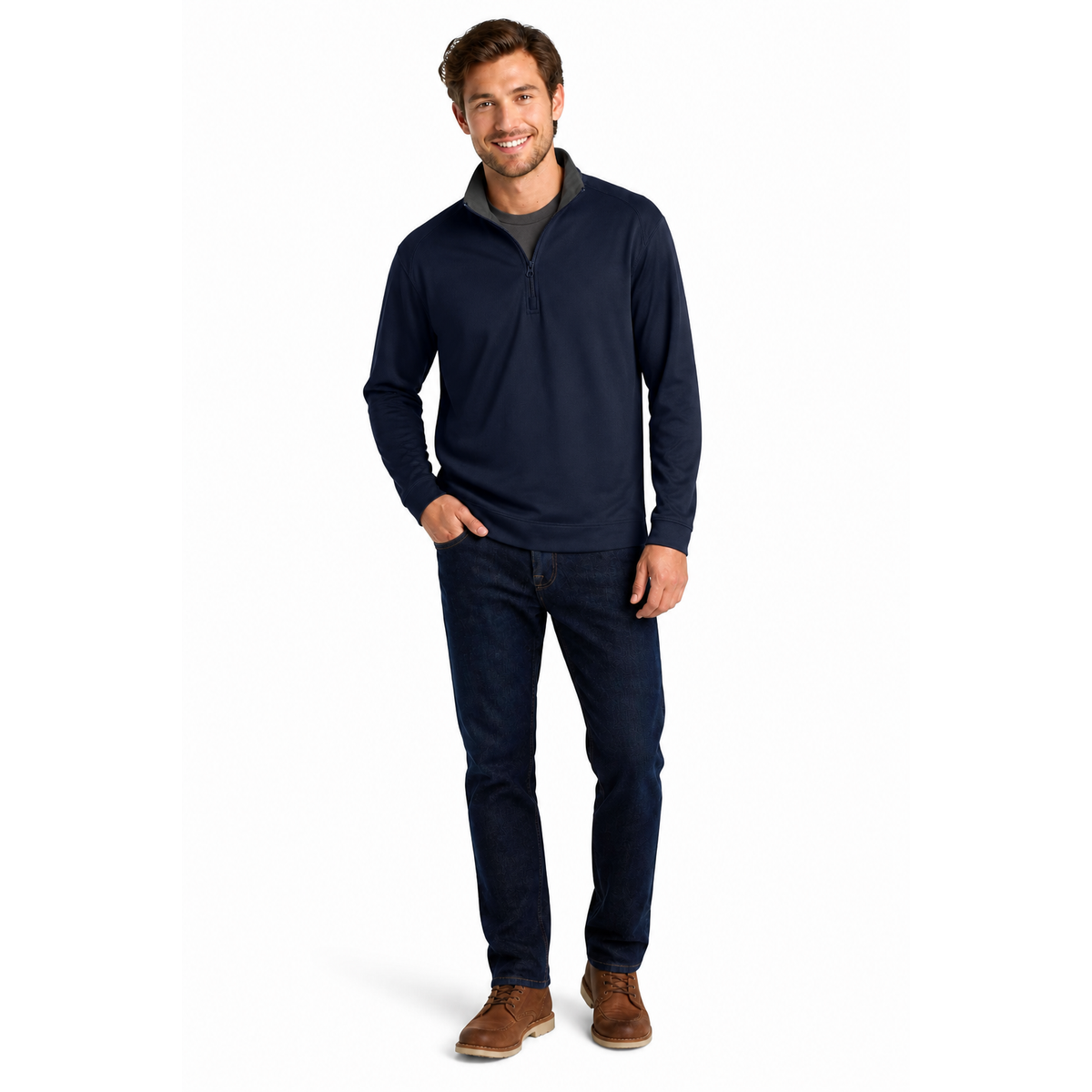 Ribbed Sport Knit 1/4 Zip Sweater
