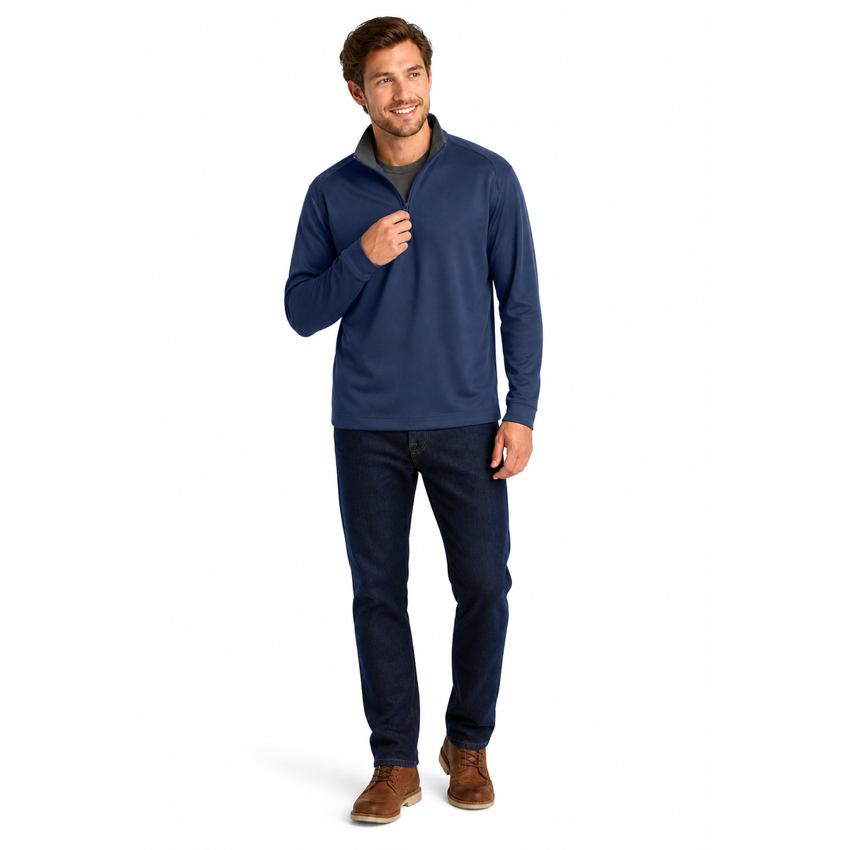 Ribbed Sport Knit 1/4 Zip Sweater