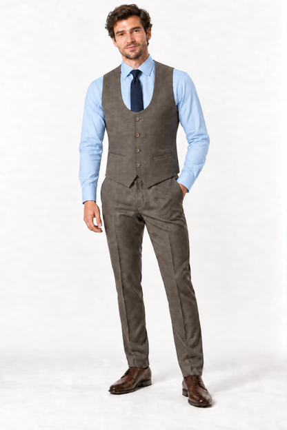 Taupe Plaid Suit w/matching vest