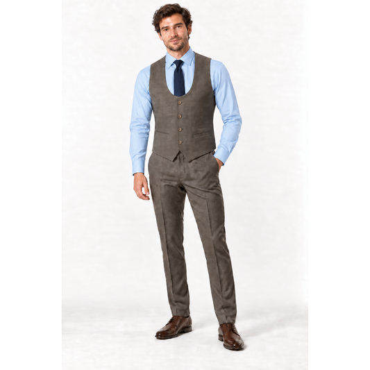 Taupe Plaid Suit w/matching vest