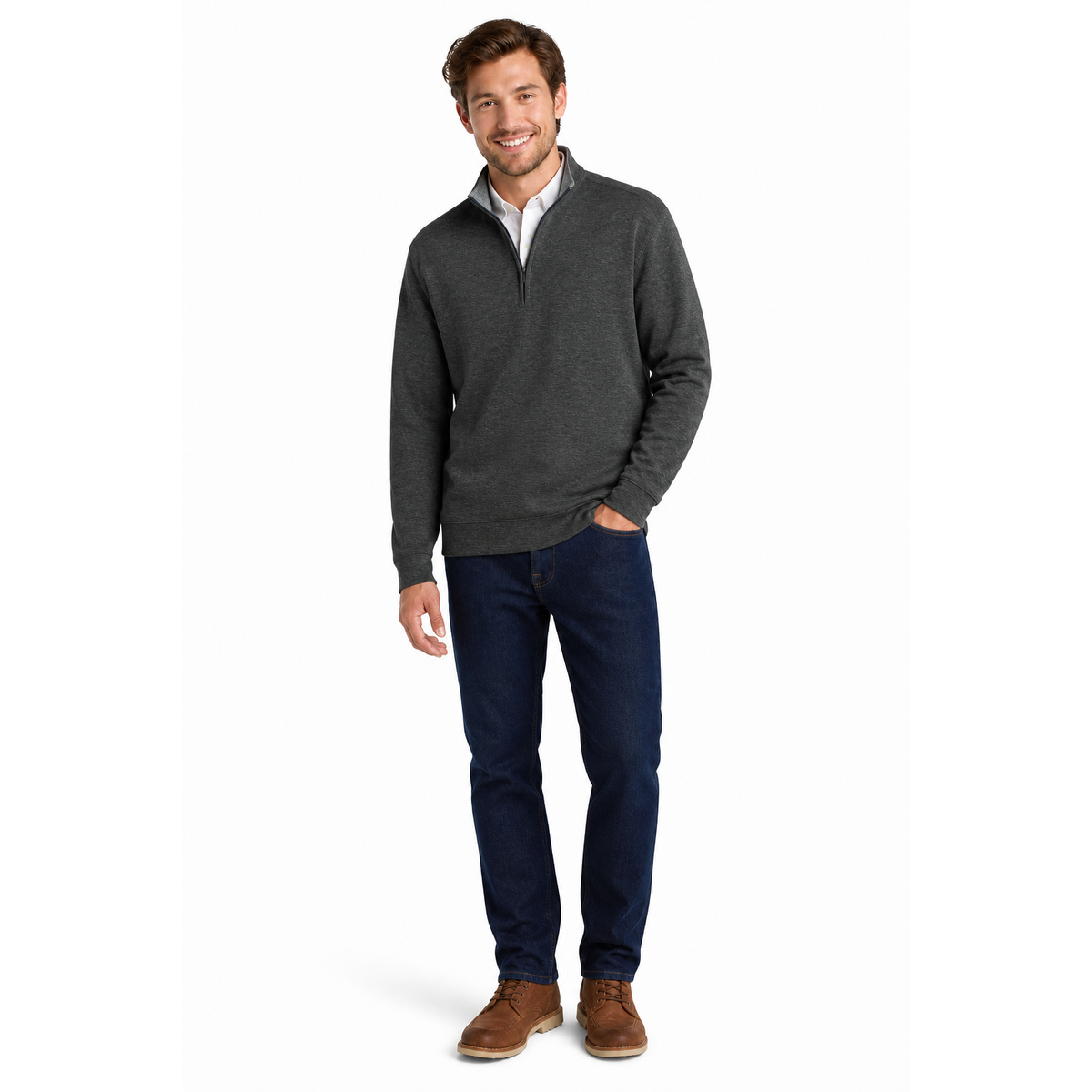 Jersey Knit 1/4 Zip Sweater