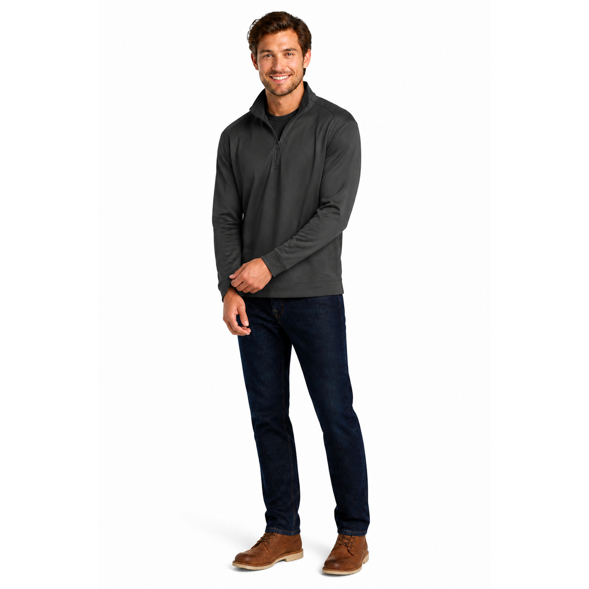 Ribbed Sport Knit 1/4 Zip Sweater