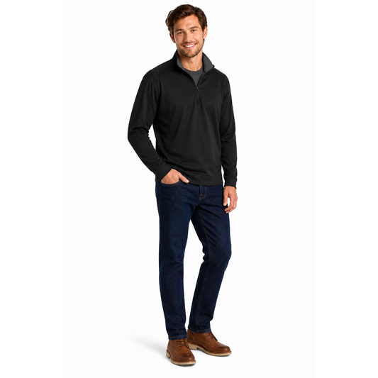 Ribbed Sport Knit 1/4 Zip Sweater