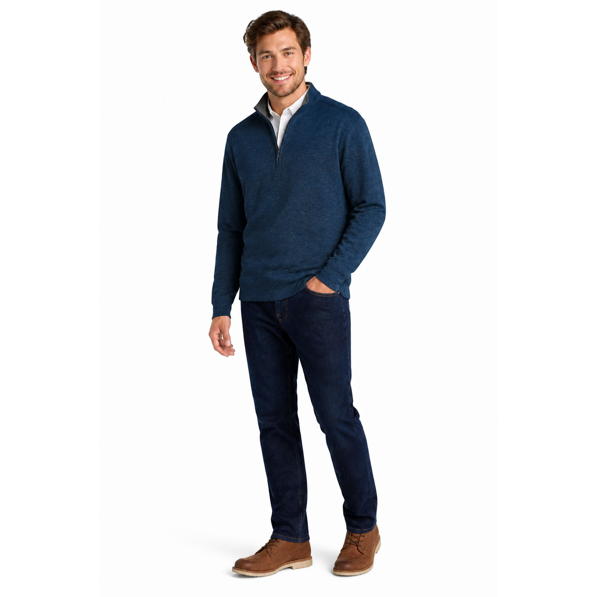 Jersey Knit 1/4 Zip Sweater